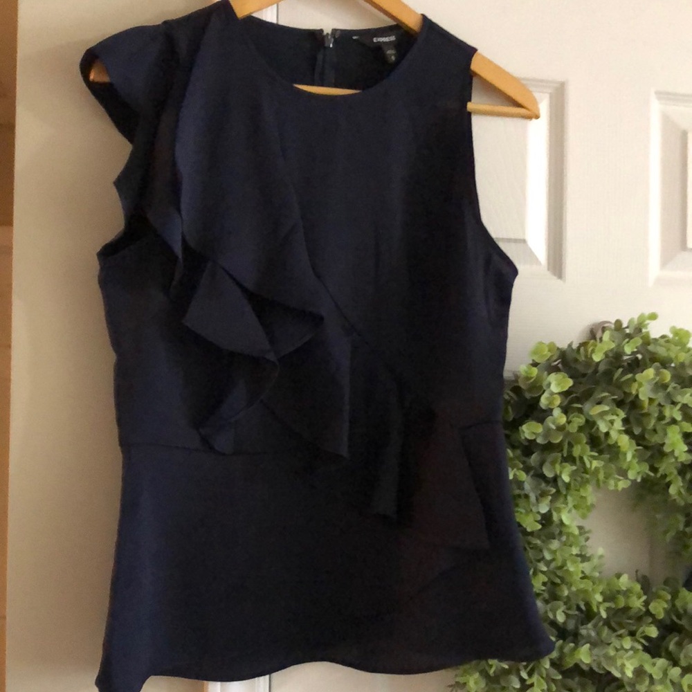 NWT Express dark navy blouse~W Sz M (runs quite small)